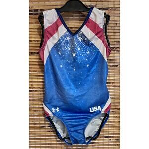 Under Armour USA‎ Gymnastics Leotard Blue Red Stars Adult Large? Teen